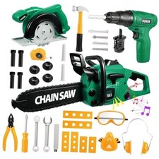 Kids Tool Set 36 PCS with Electric Toy Chainsaw Drill Circular Saw with