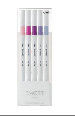 CASE /10 Pack! UNI EMOTT FINE 0.4 FINELINER PENS  5 COUNT NEW purple