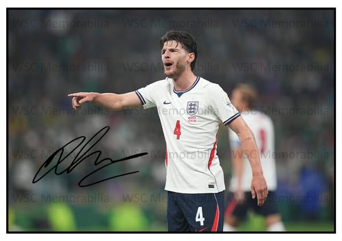10912. Declan Rice Signed Pictures (A4 Prints) Arsenal West Ham England