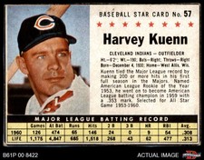 1961 Post Cereal #57 Harvey Kuenn  Hand cut - Indians SHORT-PRINT 4 - VG/EX