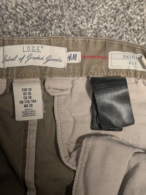 H&M Khaki Tan Pants Chino coupe Skinny Fit Mens Size 30