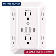 Multi Plug Wall Outlet Surge Protector - Outlet Extender with 6 Outlets