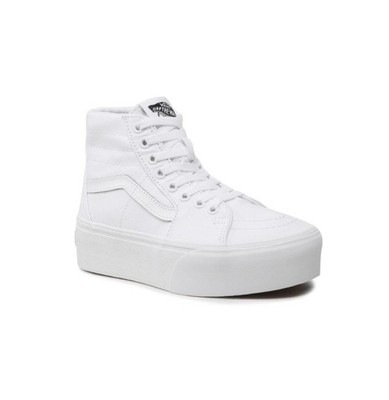 VANS Sk8-Hi Tapered Stackfo High Top Sneakers Schnürschuhe Leder Stoff weiß NEU