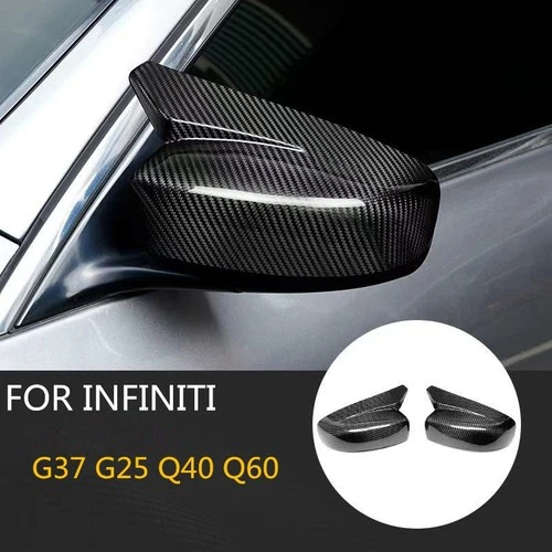 Real Carbon Fiber OX Side Mirror Cover Caps For 2008-2013 INFINITI G37 G25 Q40