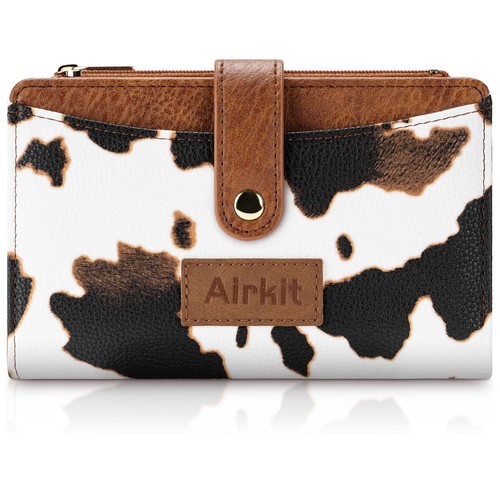 Cow Print Wallets for Women Bifold Credit Card Holder, Rfid Blocking, ID Wind...