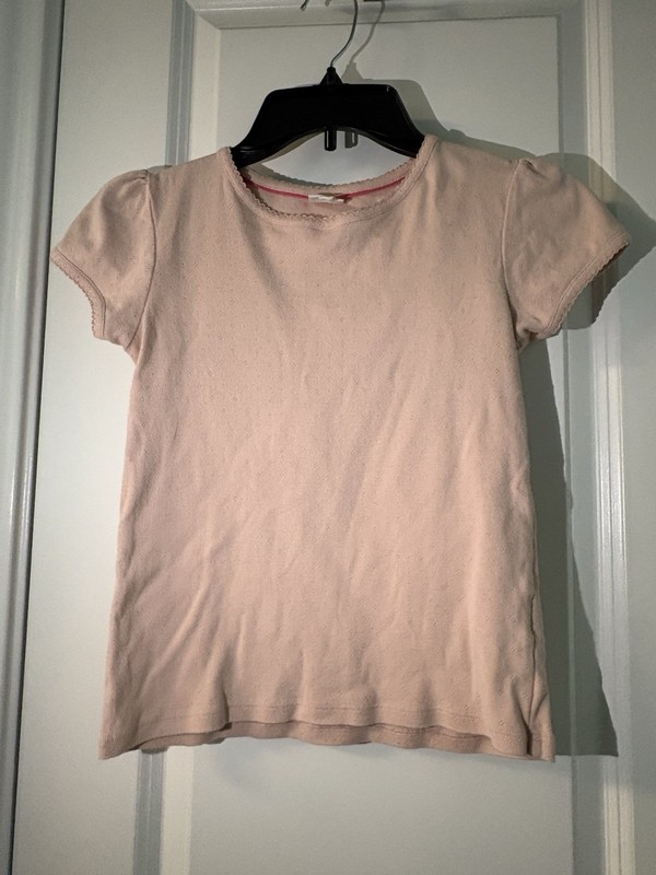 Mini Boden Girls 9-10 Yrs Pink Solid Round Neck Short Sleeve Pullover Tee