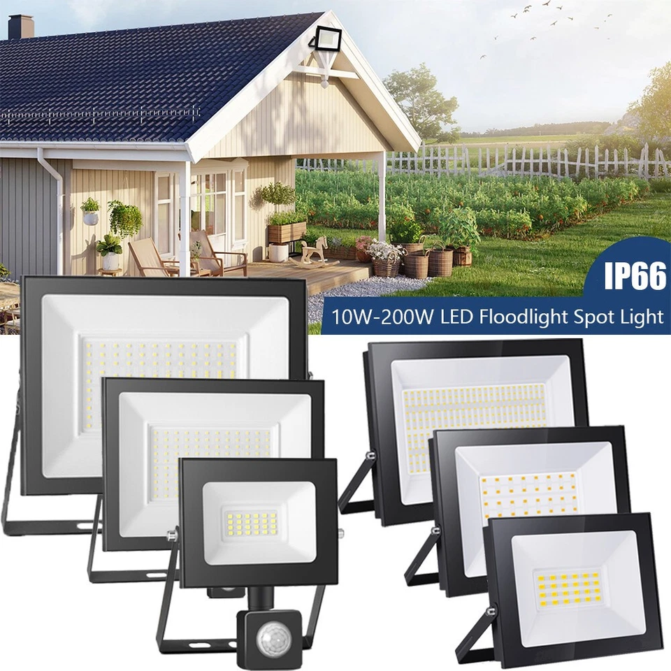 LED Fluter Strahler mit Bewegungsmelder Außenleuchte Scheinwerfer Garten Lampe - Bild 2 von 4