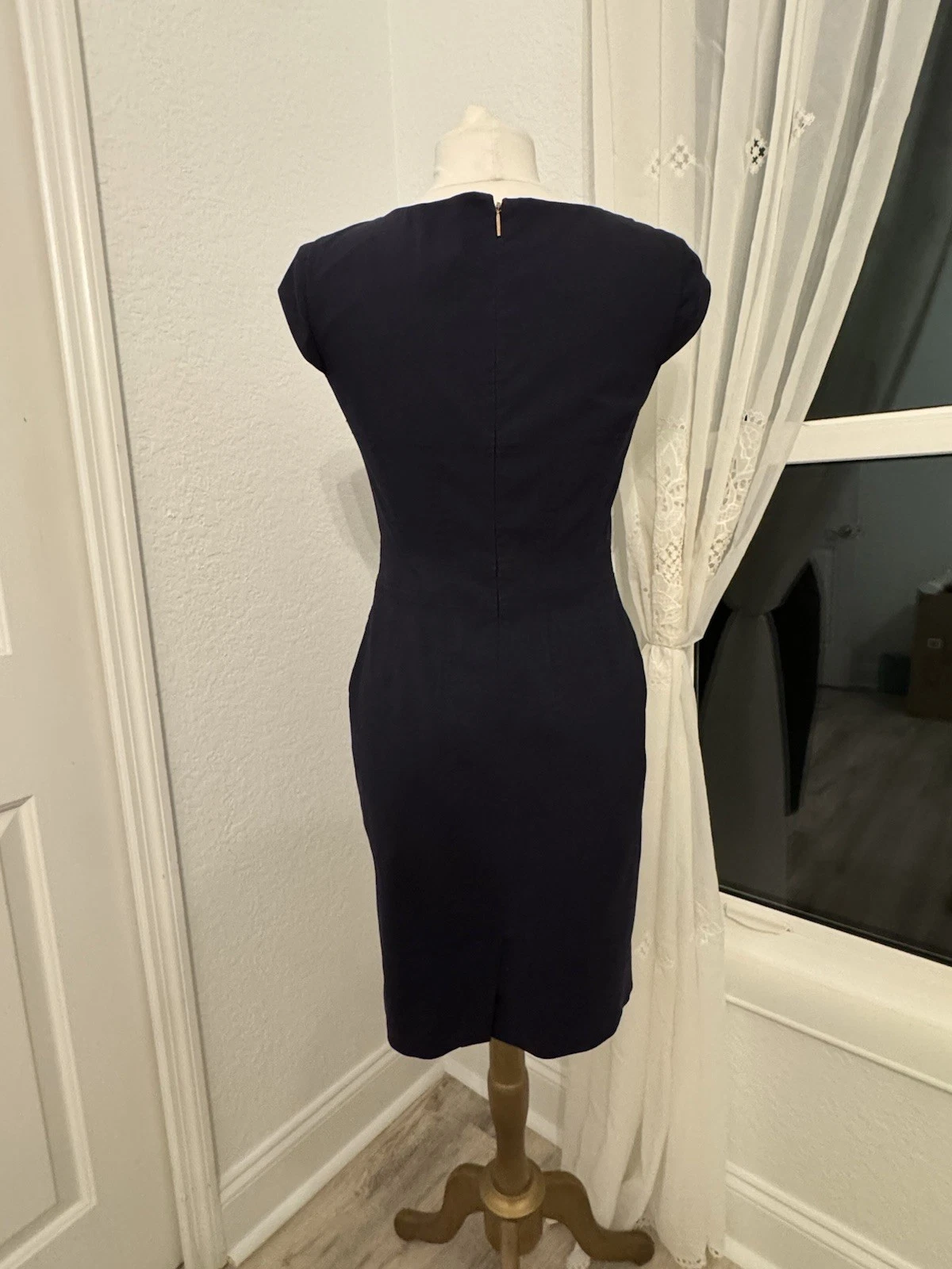 Abito tubino donna Tory Burch blu navy senza maniche con zip posteriore taglia 4 us intime ottimeioni cond