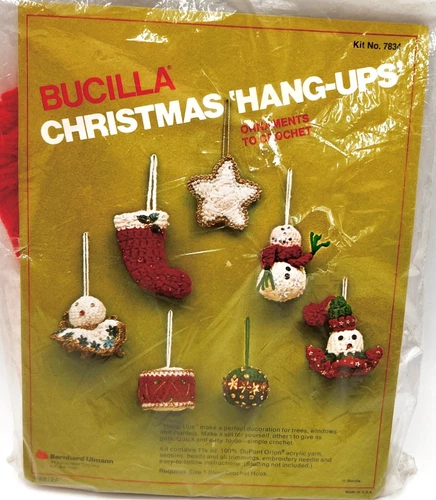 Bucilla Christmas Hang Ups Ornaments to Crochet Kit Vintage