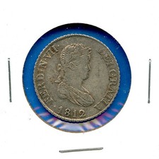 1812 Spanish 2 Reales Silver Coin Antique Colonial Era King Ferdinand VII 2R