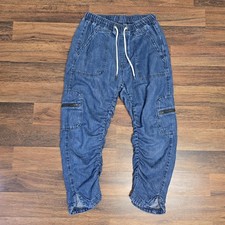 Pilcro Anthropologie Cottage Utility Cargo Drawstring Jeans Pants Small Chambray