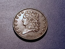 Nice AU 1834 Classic Head Half Cent