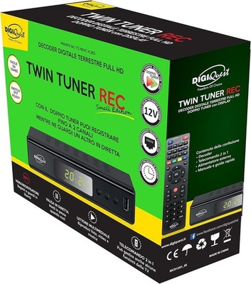 Digiquest Twin Tuner Rec Receiver DVB-T2 HEVC H.265 Chipsatz, Dual Terrestris...
