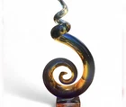 Murano Studio Art Glass Blue Multicolor Spiral Art Glass Sculpture Figure 12 In