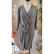 Talbots Woman Crossover Drape Neck 3/4 Sleeve Dress Size 1X Jersey Stretch Knit