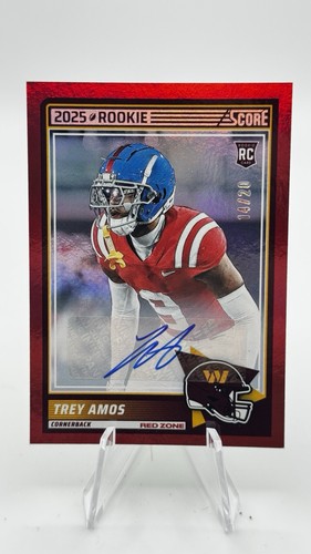 2025 Panini Score - Rookies Trey Amos #92 Red Zone Signatures /20 (AU, RC)