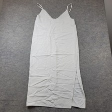 Everlane Dress Womens 6 White Sleeveless V Neck Slip Side Slit Knee Length