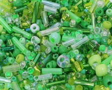 PPhtony Mixed Craft Beads 1000Pcs/20g Glass Seed Tube Bead Bugle Small, Green