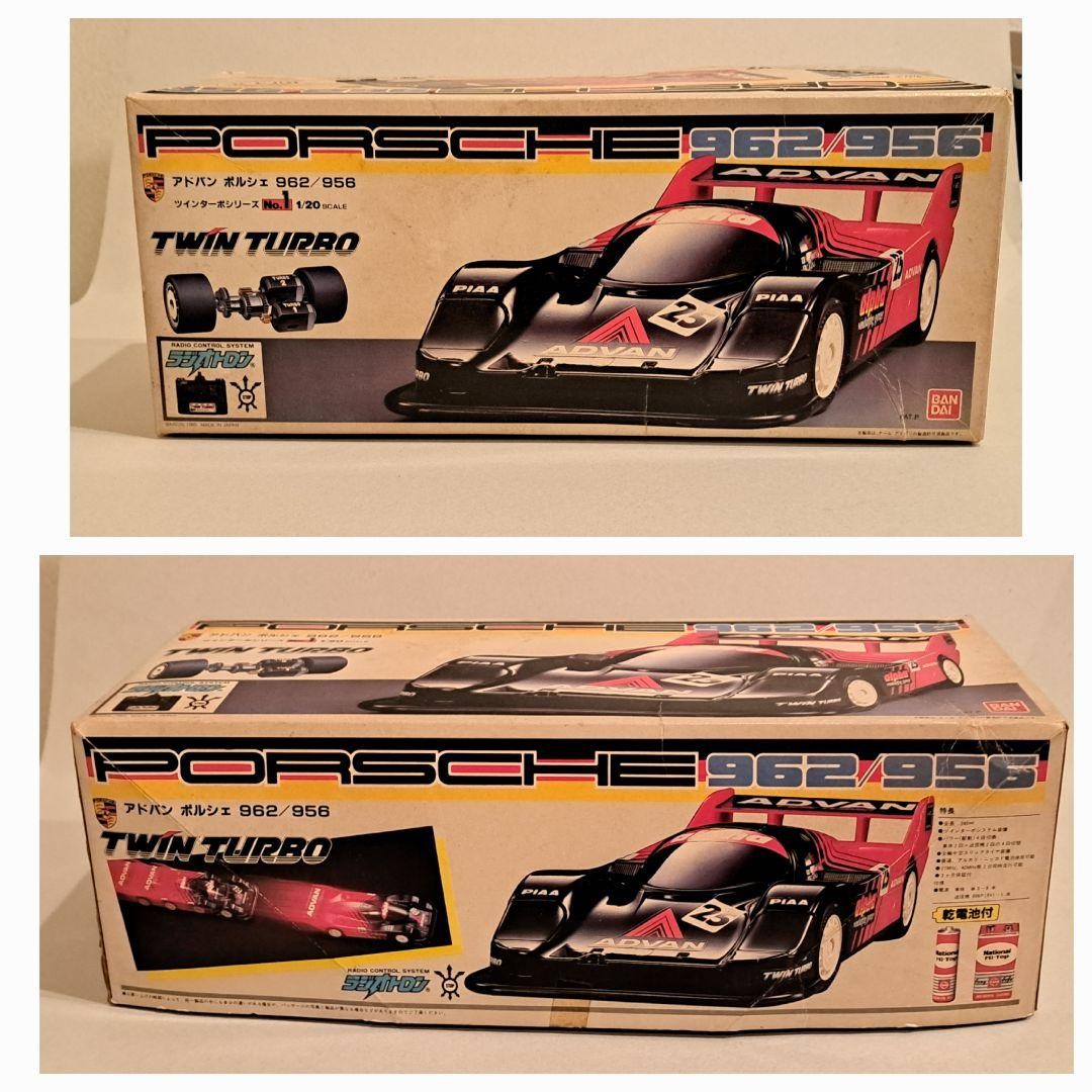 AD VAN Porsche 962/956 ミニカー 1/64 BANDAI ADVAN Porsche 956/962 Radio Cointrol Car 1/20 W/BOX F