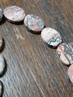 Vtg Flat Oval Cut Carved Leopard Jasper Beaded Necklace Adjusts 20" Gemstone — photo 6