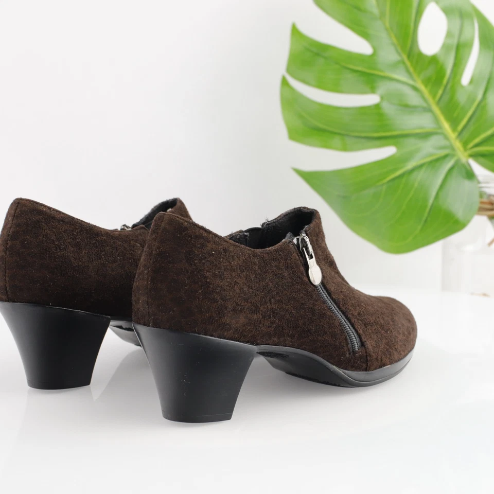 Botín Munro Taylor para mujer talla 10 M marrón leopardo elástico tacón bloque Foto 3 de 4