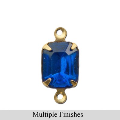 10x8mm Sapphire Faceted Glass Octagon Stone in 2 Loop Setting