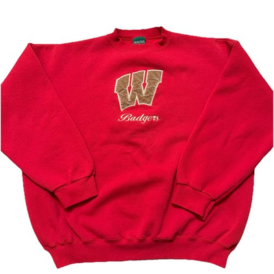 #ad Vintage Briar Creek Wisconsin Badgers Crewneck Sweatshirt Red XXL USA Made 90s $27.53