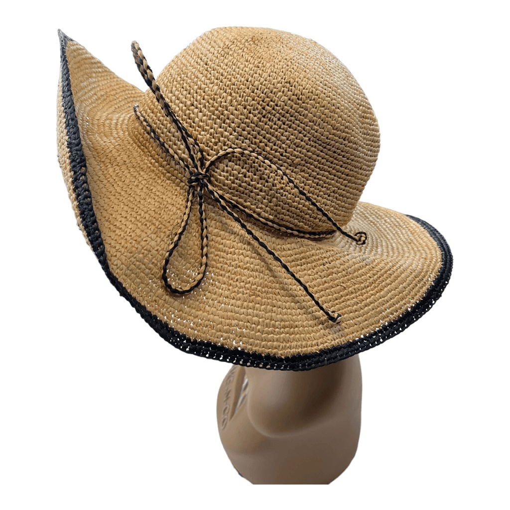 Scala Black and Tan Wide-Brimmed Hat SCALA Womens Elegant Wide-Brimmed Sun Hat Black Brown Beige  main image 3