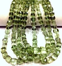 AAA QUALITY Natural Green Amethyst Faceted Cube Beads Box Shape Gemstone Beads.