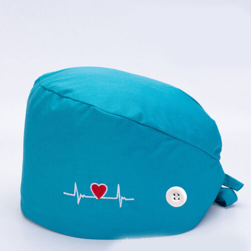 Surgical Scrub Cap Doctor Nurse Kitchen Cotton Hat with Sweatband Adjustable US - Picture 8 of 10