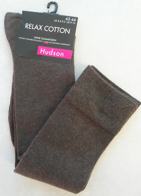 HUDSON Kniestrümpfe RELAX COTTON ohne Gummifäden Dunkelbraun Baumwolle Gr. 43-44
