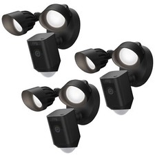RING Floodlight Cam Wired Plus Motion-Activated 1080p HD Black - 3 Units