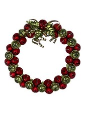 Bell Wreath with Metal Bow made Of Tin Red Gold Snowflake Cut Design