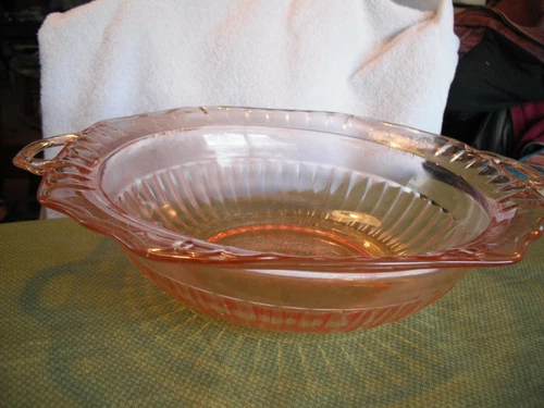 Hocking Glass Co. Mayfair Open Handles Pink Depression Glass Bowl
