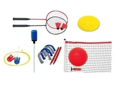 MD Sports 6 in 1 Backyard Game Combo Set, Volleyball, Badminton, Flying Disc