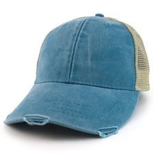 Distressed and Torn Pigment Dyed Mesh Back Cap - FREE SHIPPING