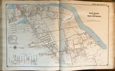 1915 BLUE POINT WEST PATCHOGUE SUFFOLK COUNTY LONG ISLAND NEW YORK ATLAS  MAP