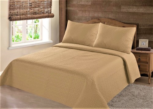 NEW UNIQUE SOLID PLAIN QUILT SET BED COVER BEDDING QUILTED BEDSPREAD - Picture 6 of 21