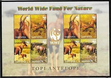 tanzania ca 2006 wwf Topi Antelope Damaliscus lunatus jimela animal ms8v mnh **
