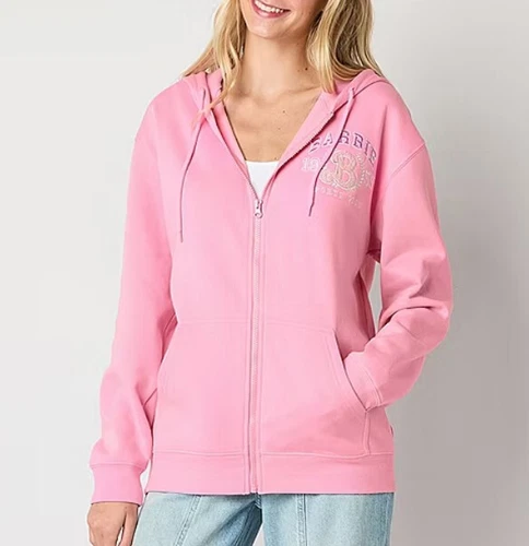 Barbie Hybrid Apparel Full Zip Womens Long Sleeve Barbie Zipper Hoodie Bonbon M