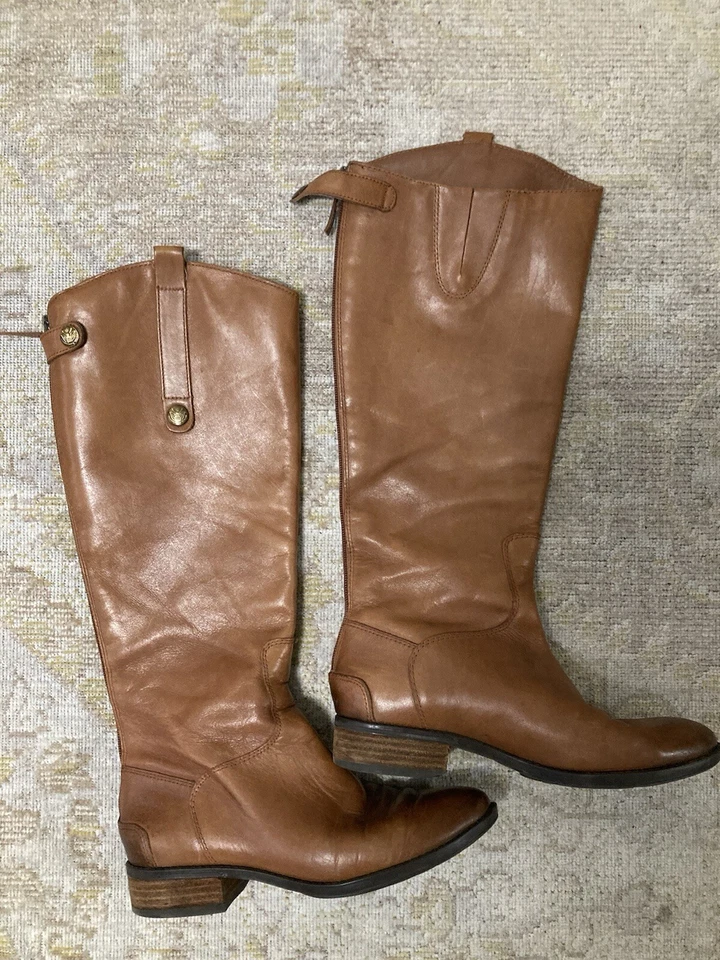 Sam Edelman Penny Leather Tall Riding Equestrian Boho Brown Boots Size 10 - Image 2 of 4