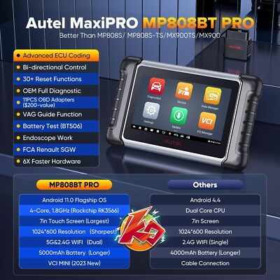 Autel MaxiPro MP808BT Pro Diagnostic Scanner – 2025 Model, 2-Year Updates, Professional Tool
