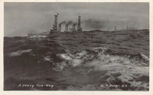HEAVY SEA WAY-SOLDIER MESSAGE~WW1 MILITARY~MOSER REAL PHOTO POSTCARD
