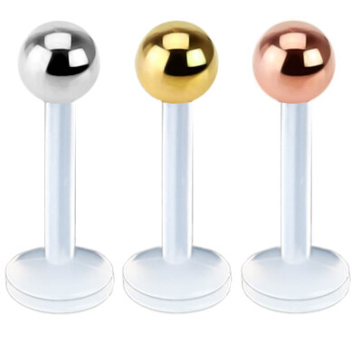 1,2mm Labret Lippen Piercing Bioflex Edelstahl Kugel Madonna Stecker Z256