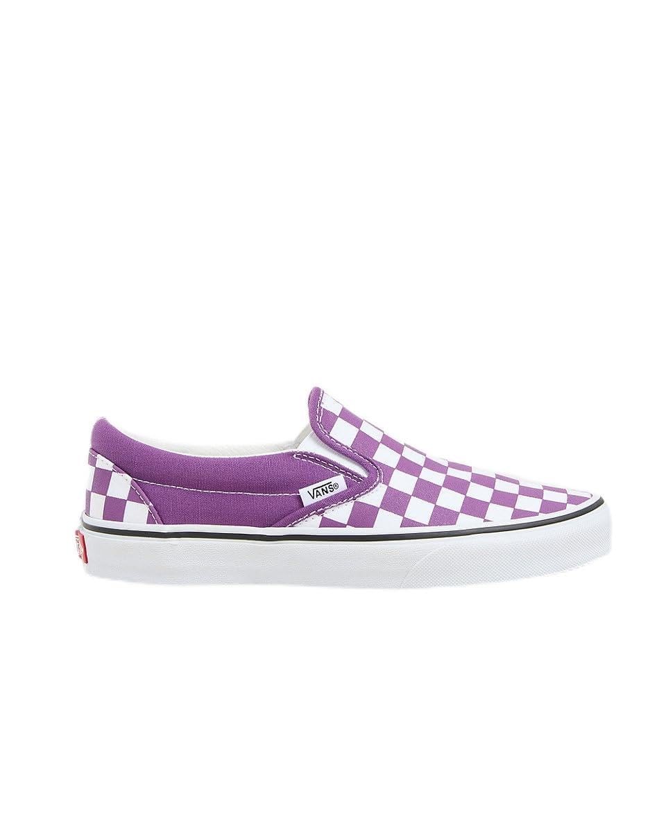Sz Vans Men's Classic Slip On Sneaker, Color Theory Checkerboard - Purple Magic,