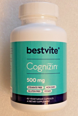 Bestvite Cognizin Citicoline 500mg (60 Vegetarian Pills) Clinically Studied 4/28