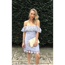 ASTR the Label Cocktail Lace Off The Shoulder Dress Lavender Eyelet Floral Large