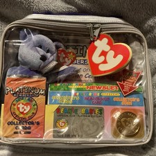 Ty Beanie Babies Official Club Platinum Edition Set w/ Bear, Cards, Bag