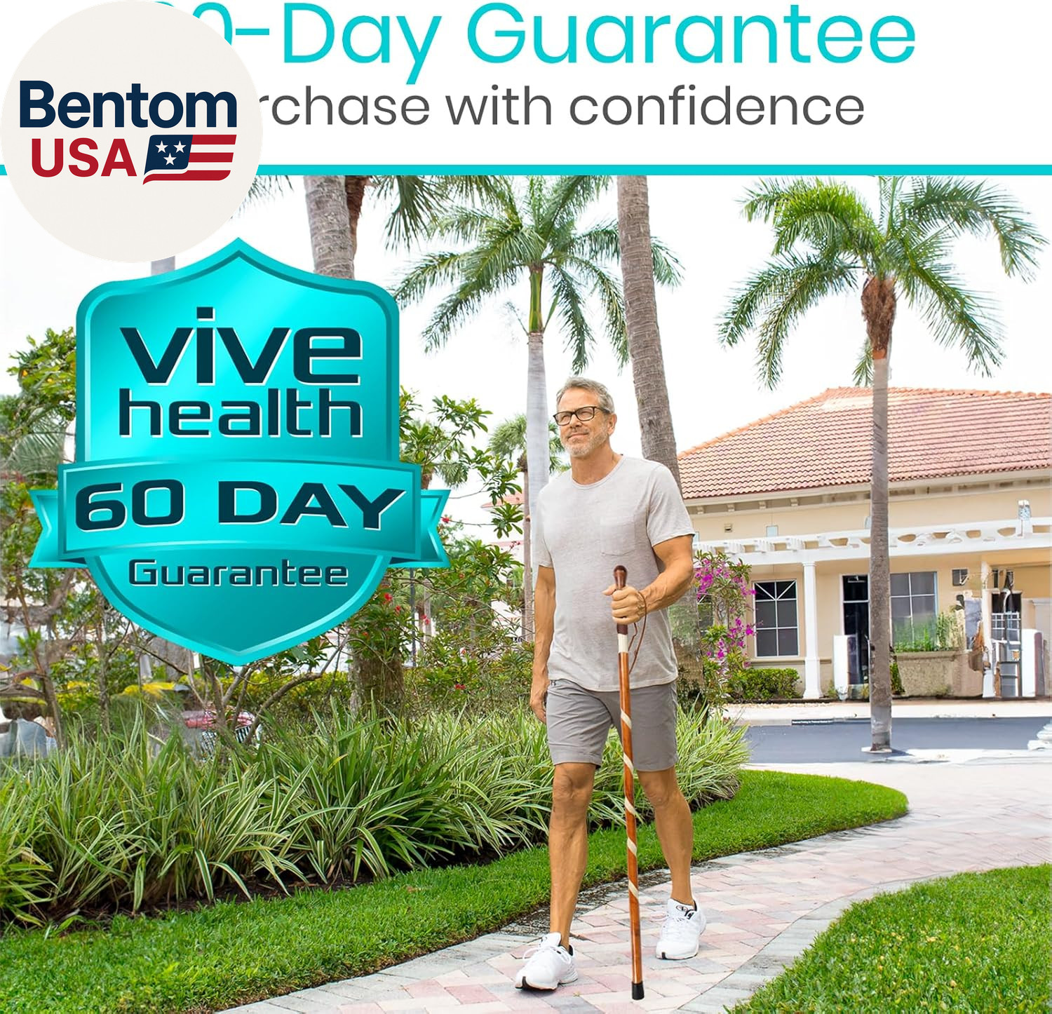 Wooden Walking Stick - Willow Cane for Seniors Hiking & Balance - Heavy Duty Car