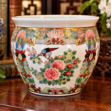 Petite Vintage Chinese Famille Rose Porcelain Jardini re / Cachepot /Planter